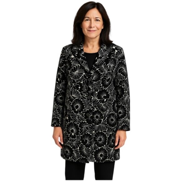 Ann Taylor XS Black White Floral Button Down Jacket Blazer - Picture 1 of 5